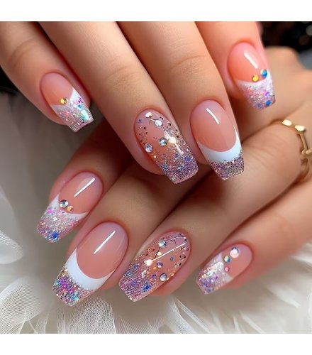 NA091 - Sparkling Diamond Silver Nails